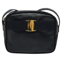 Salvatore Ferragamo Vala Shoulder Bag Leather Navy Leather Shoulder Bag Bag (Authentic Pre-Loved)