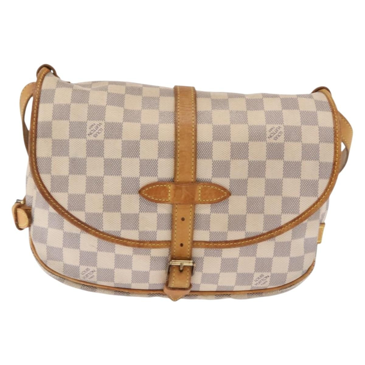 Louis Vuitton Saumur Handbag Damier Beige Canvas Shoulder Bag Bag (Authentic Pre-Loved)