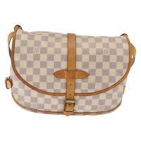 Louis Vuitton Saumur Handbag Damier Beige Canvas Shoulder Bag Bag (Authentic Pre-Loved)