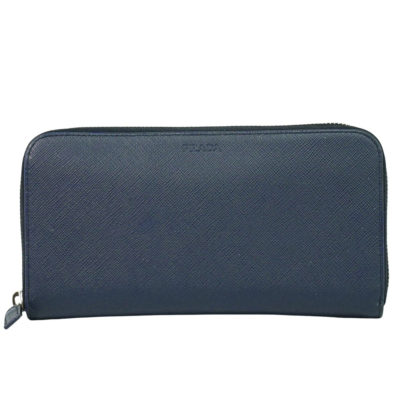 Prada Saffiano Wallet Leather Navy Leather Wallets Accessory (Pre-Loved)