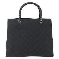 Gucci Vintage Bamboo Handle Tote Gg Nylon Black Nylon Tote Bag Bag (Pre-Loved)
