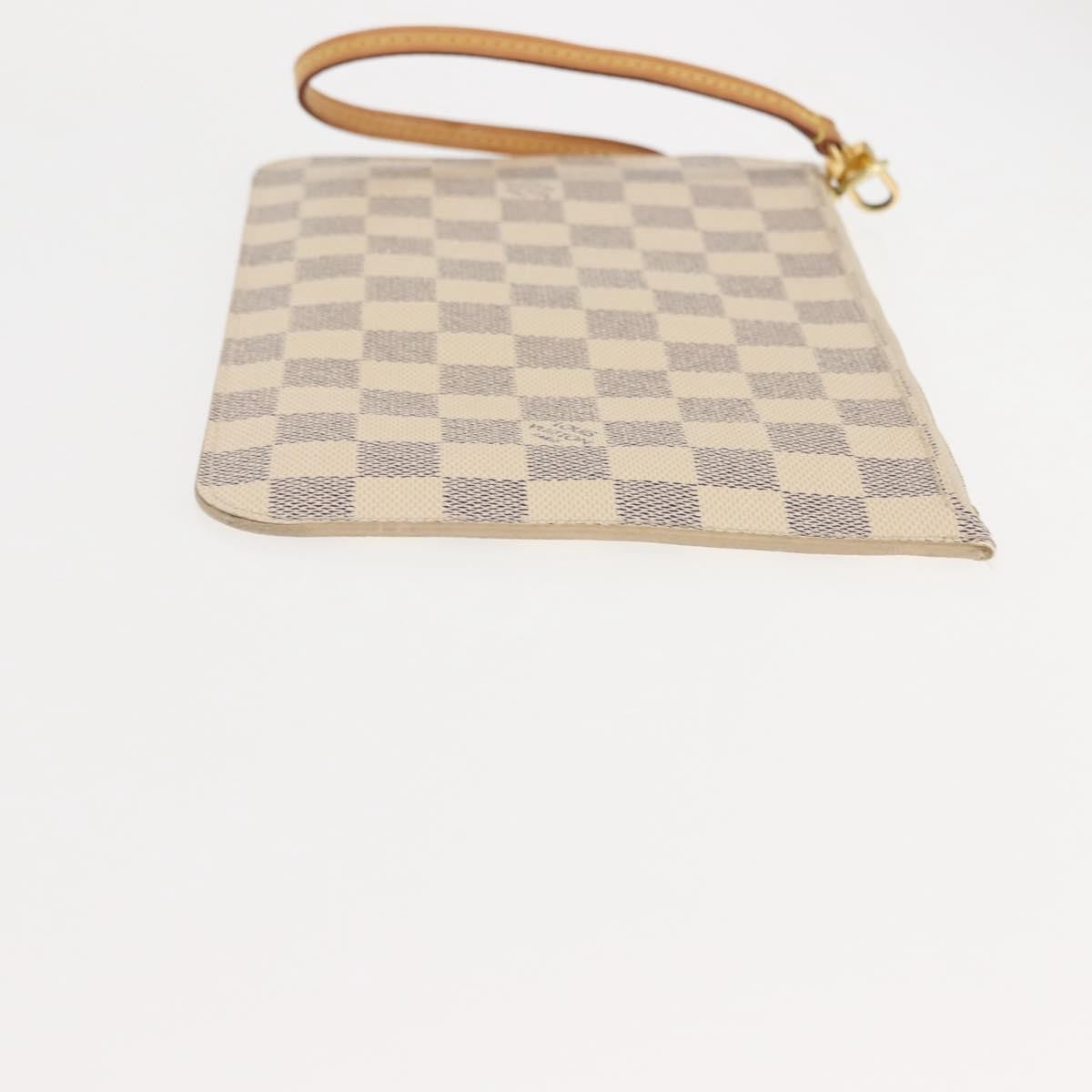 Louis Vuitton Neverfull Pochette Damier White Canvas Clutche & Pouche Bag (Pre-Loved)