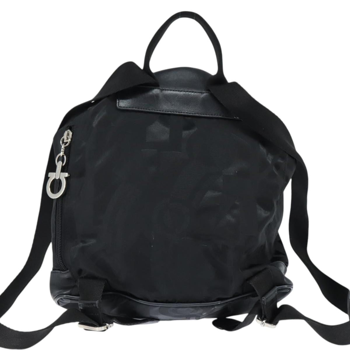 Salvatore Ferragamo Flap Buckle Backpack Printed Neoprene Black Nylon Backpack Bag (Authentic Pre-Loved)