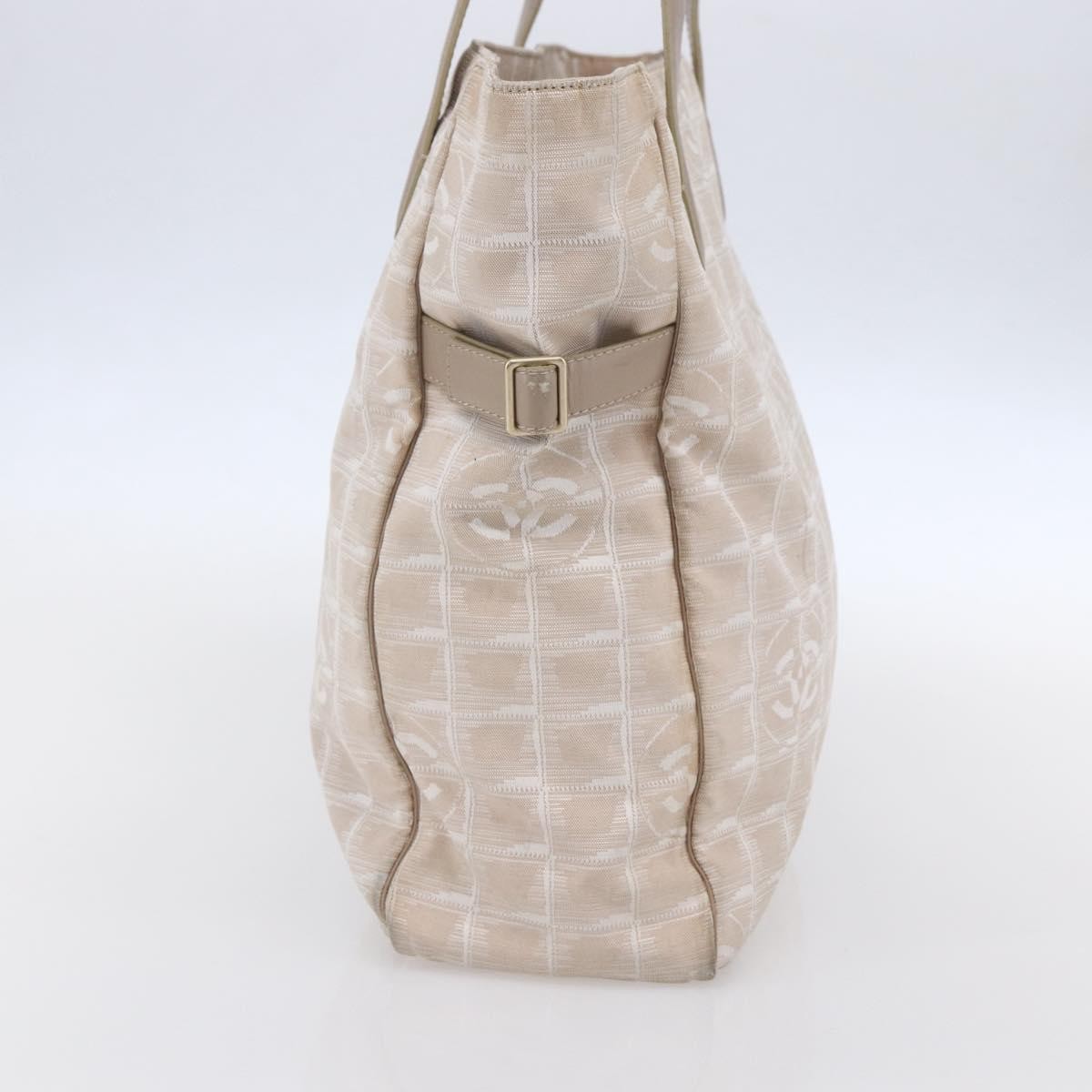 Chanel Travel Line Tote Nylon Beige Nylon Tote Bag Bag (Pre-Loved)
