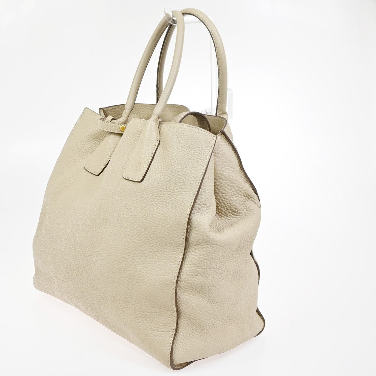 Prada Convertible Open Shopping Tote Vitello Daino Beige Leather Tote Bag Bag (Authentic Pre-Loved)