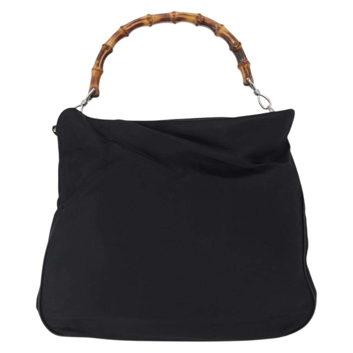 Gucci Vintage Bamboo Shoulder Bag Canvas Black Canvas Shoulder Bag Bag (Authentic Pre-Loved)