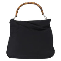Gucci Vintage Bamboo Shoulder Bag Canvas Black Canvas Shoulder Bag Bag (Authentic Pre-Loved)