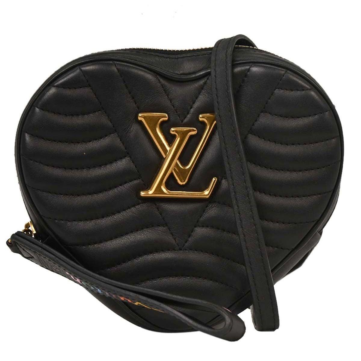 Louis Vuitton New Wave Heart Crossbody Bag Quilted Leather Black Leather Crossbody Bag Bag (Authentic Pre-Loved)