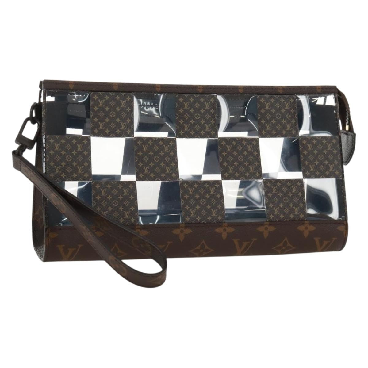 Louis Vuitton Standing Pouch Monogram Chess Coated Canvas And Pvc Brown Canvas Clutche & Pouche Bag (Authentic Pre-Loved)