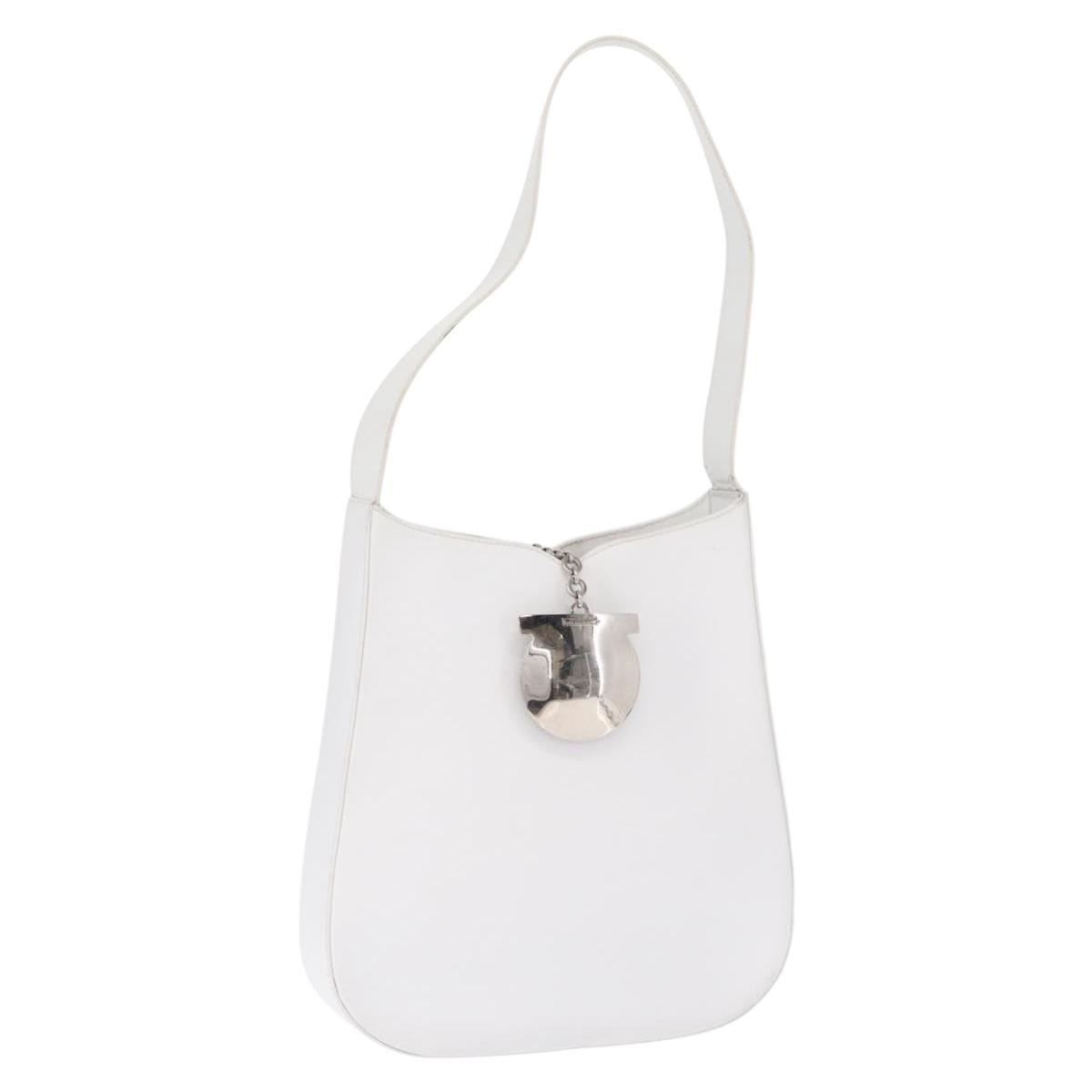 Salvatore Ferragamo Gancini Shoulder Bag Leather White Leather Shoulder Bag Bag (Pre-Loved)