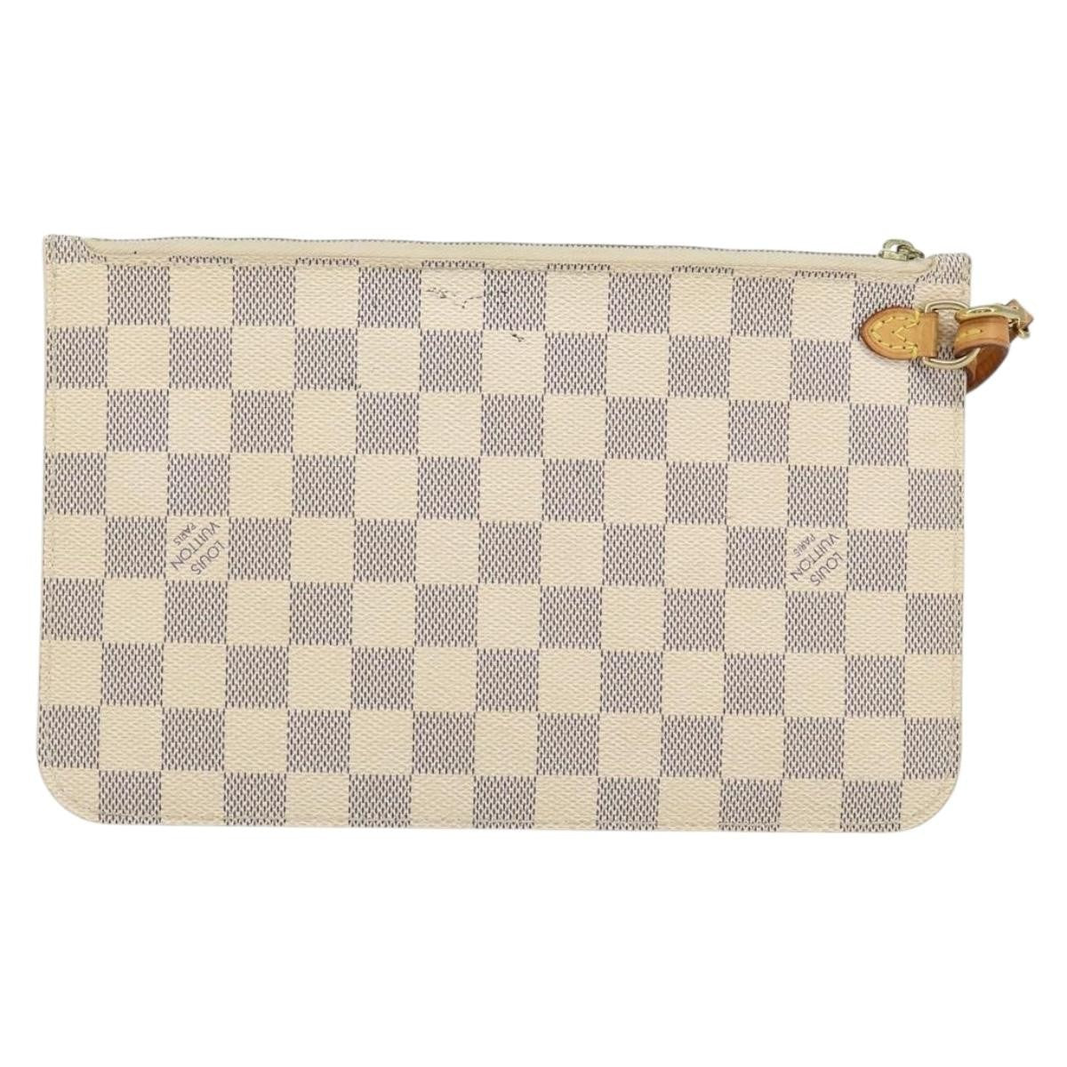 Louis Vuitton Neverfull Pochette Damier White Canvas Clutche & Pouche Bag (Authentic Pre-Loved)
