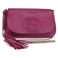 Gucci Soho Chain Crossbody Bag Leather Pink Leather Shoulder Bag Bag (Authentic Pre-Loved)