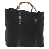 Gucci Bamboo Daily Tote Leather Black Nylon Tote Bag Bag (Authentic Pre-Loved)