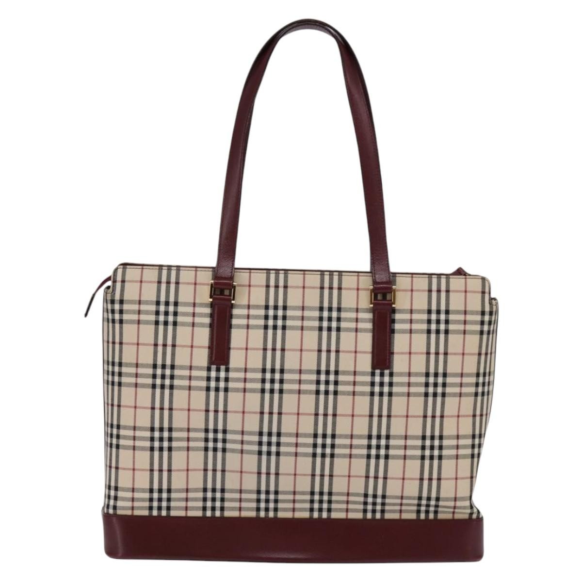 Burberry Nova Check Tote Canvas Check Pattern Beige Canvas Bag (Authentic Pre-Loved)