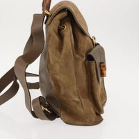 Gucci Vintage Bamboo Backpack Suede Brown Suede Backpack Bag (Authentic Pre-Loved)
