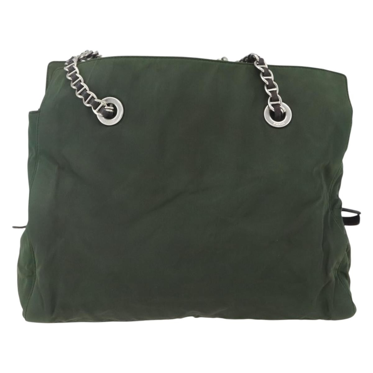 Prada Re-Edition 1995 Chain Tote Quilted Re-Nylon Khaki Nylon Shoulder Bag Bag (Authentic Pre-Loved)
