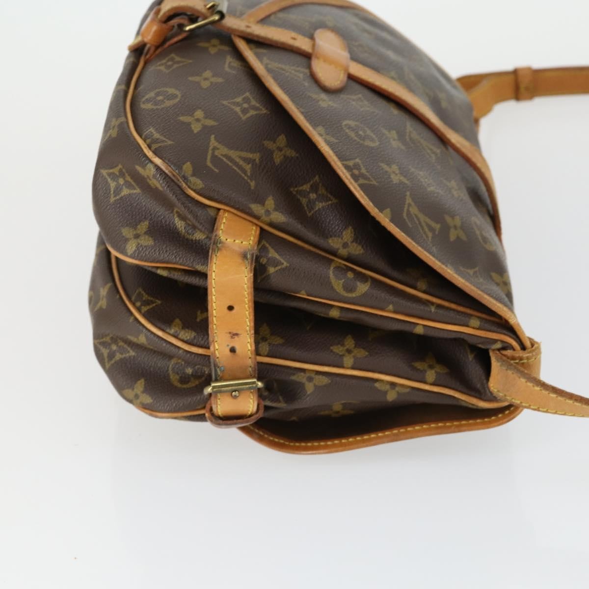 Louis Vuitton Saumur Handbag Monogram Canvas Brown Canvas Shoulder Bag Bag (Pre-Loved)