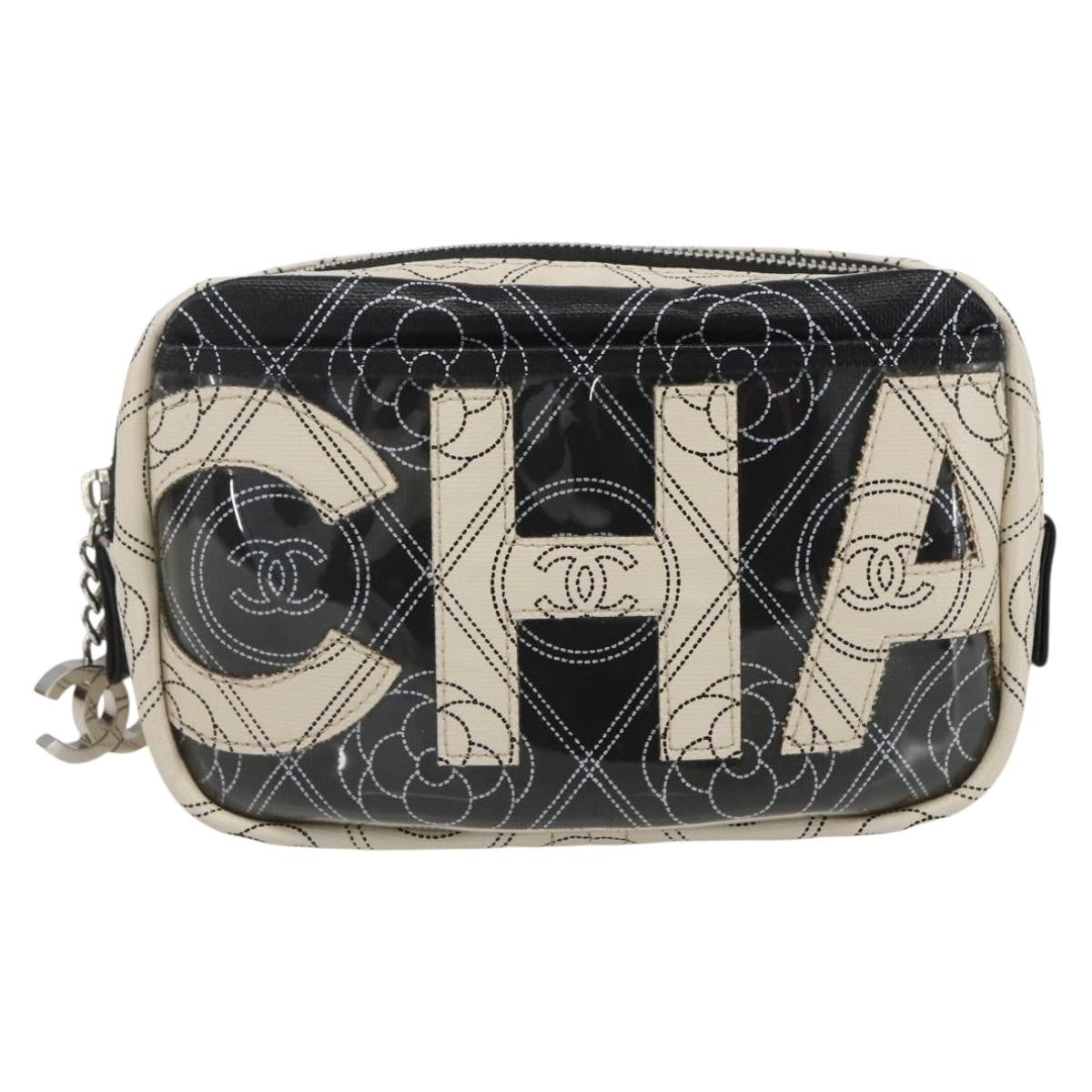 Chanel Logo Camera Case Clutch Printed Coated Canvas Black Pvc Clutche & Pouche Bag (Authentic Pre-Loved)