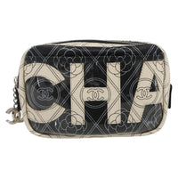 Chanel Logo Camera Case Clutch Printed Coated Canvas Black Pvc Clutche & Pouche Bag (Authentic Pre-Loved)