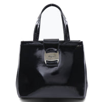Salvatore Ferragamo Convertible Vara Bow Tote Patent Leather Black Patent_Leather Handbag (Pre-Loved)