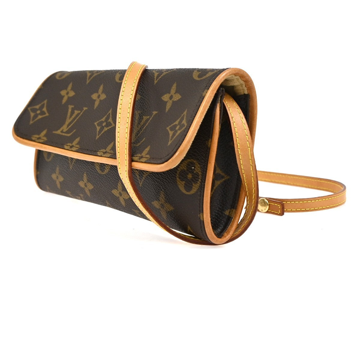 Louis Vuitton Twin Handbag Monogram Canvas Brown Leather Clutche & Pouche Bag (Authentic Pre-Loved)