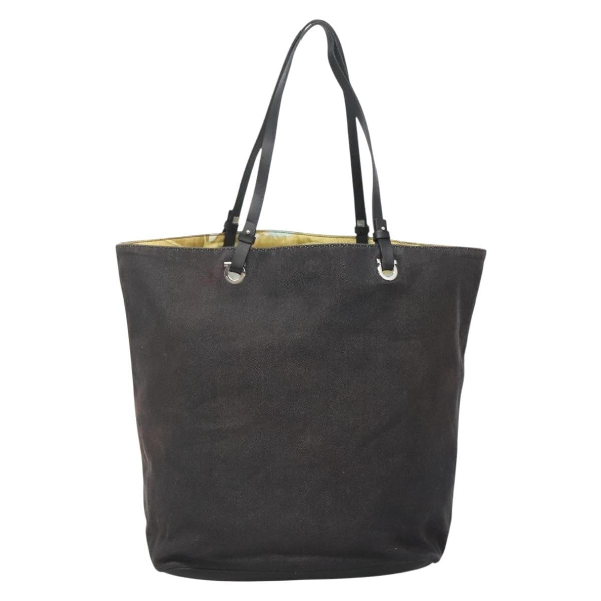 Salvatore Ferragamo Gancini Tote Canvas Black Canvas Tote Bag Bag (Pre-Loved)