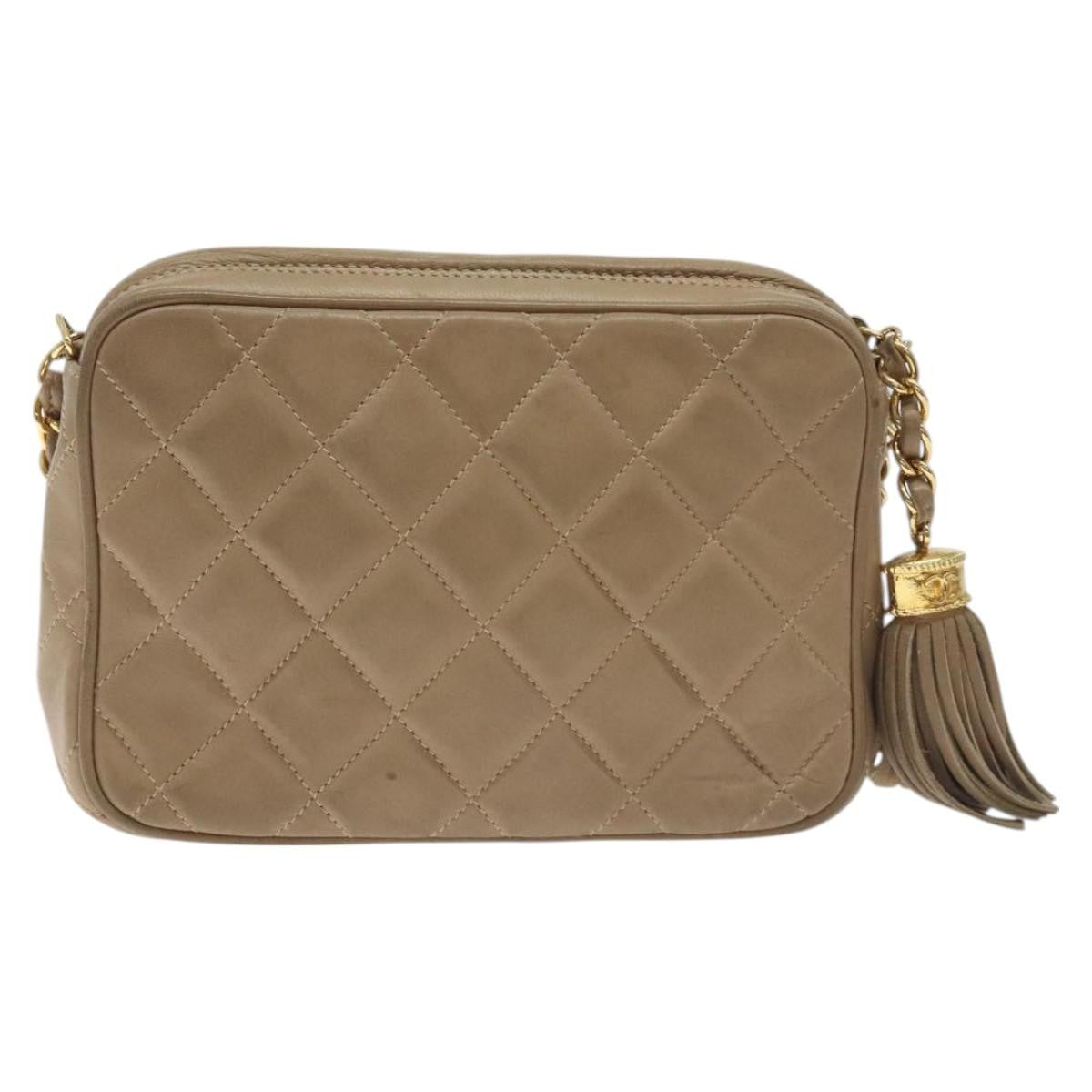 Chanel Vintage Diamond Cc Camera Bag Quilted Leather Beige Leather Shoulder Bag Bag (Pre-Loved)