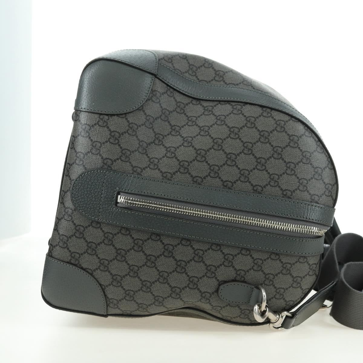 Gucci Web Trim Weekend Duffle Bag Gg Coated Canvas Gray Pvc Handbag (Authentic Pre-Loved)