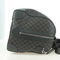 Gucci Web Trim Weekend Duffle Bag Gg Coated Canvas Gray Pvc Handbag (Authentic Pre-Loved)