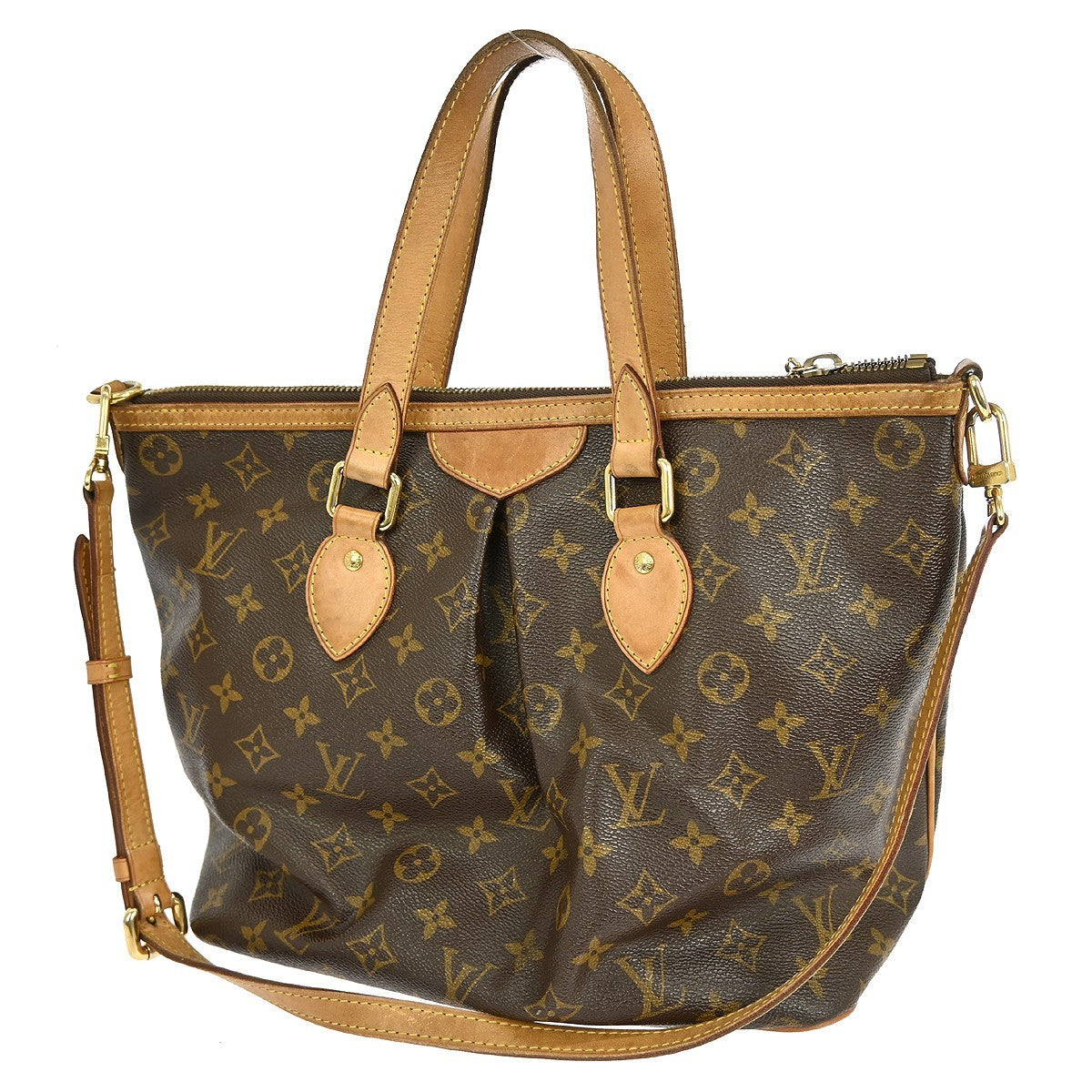 Louis Vuitton Palermo Handbag Monogram Canvas Brown Canvas Tote Bag Bag (Pre-Loved)