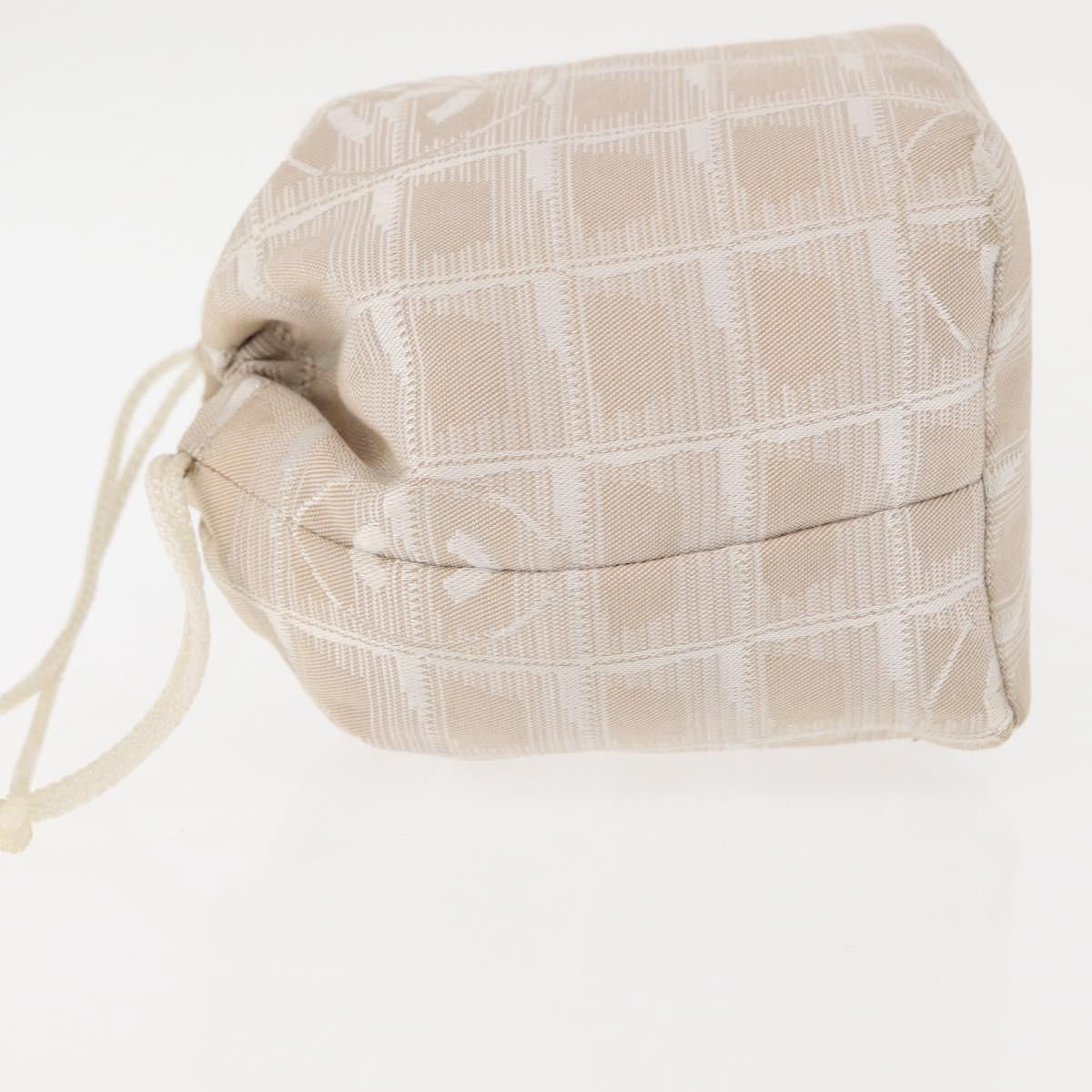 Chanel Travel Line Pouch Nylon Beige Nylon Clutche & Pouche Bag (Authentic Pre-Loved)