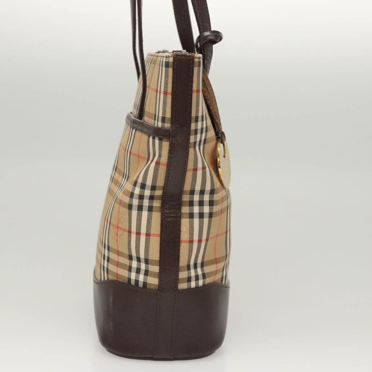 Burberry Nova Check Shoulder Bag Canvas And Leather Beige Canvas Shoulder Bag Bag (Authentic Pre-Loved)