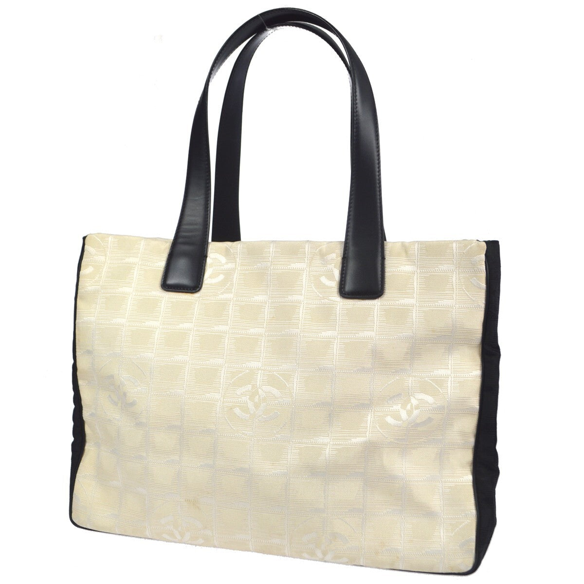 Chanel Travel Line Tote Nylon White Nylon Tote Bag Bag (Pre-Loved)
