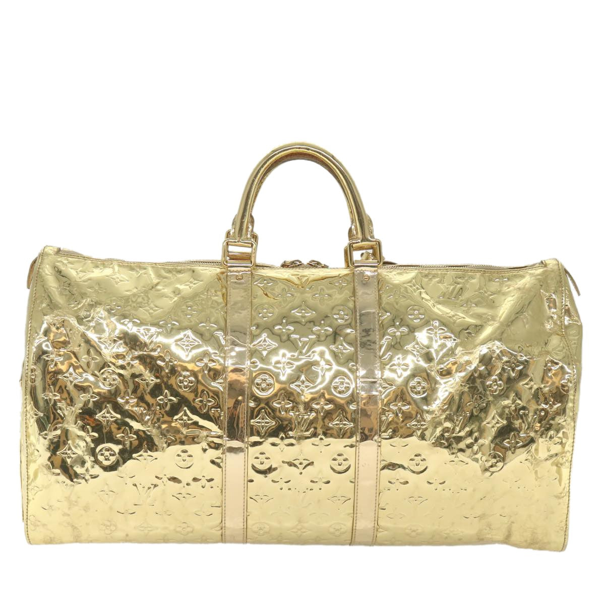 Louis Vuitton Keepall Bag Monogram Miroir Pvc Gold Patent_Leather Travel Bag Bag (Authentic Pre-Loved)