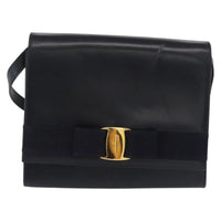 Salvatore Ferragamo Salvatore Ferragamo Vala Shoulder Bag Leather Navy Leather Shoulder Bag Bag (Pre-Loved)