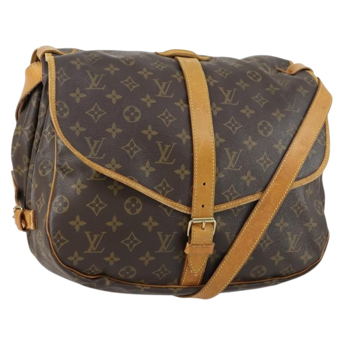 Louis Vuitton Saumur Handbag Monogram Canvas Brown Canvas Shoulder Bag Bag (Authentic Pre-Loved)
