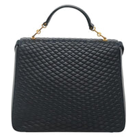 Bally Vintage Handbag Quilted Leather Navy Leather Handbag (Authentic Pre-Loved)
