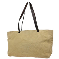 Chanel Vintage Cc Tote Canvas With Leather Beige Canvas Tote Bag Bag (Pre-Loved)