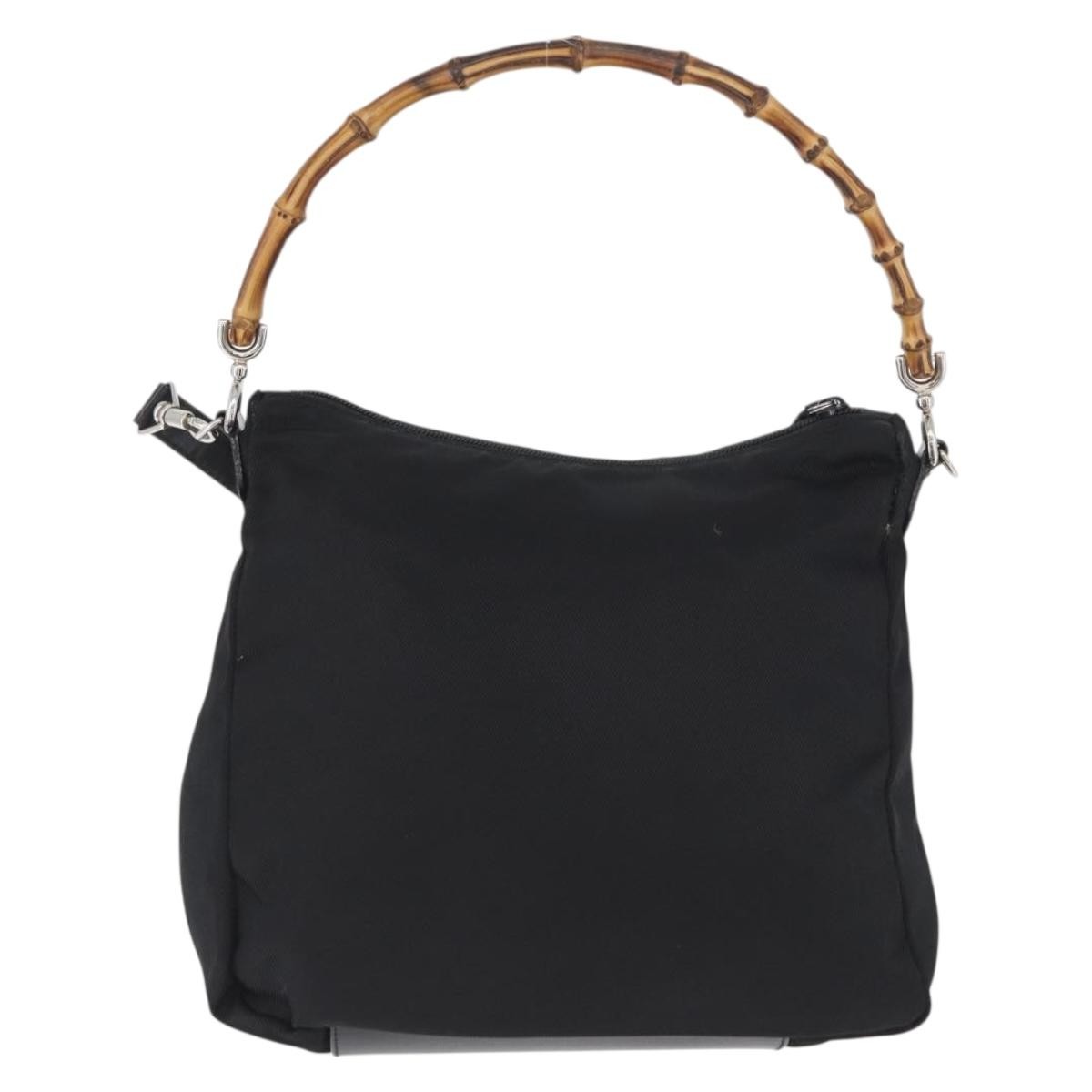 Gucci Vintage Bamboo Shoulder Bag Nylon Black Nylon Shoulder Bag Bag (Pre-Loved)
