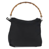 Gucci Vintage Bamboo Shoulder Bag Nylon Black Nylon Shoulder Bag Bag (Pre-Loved)