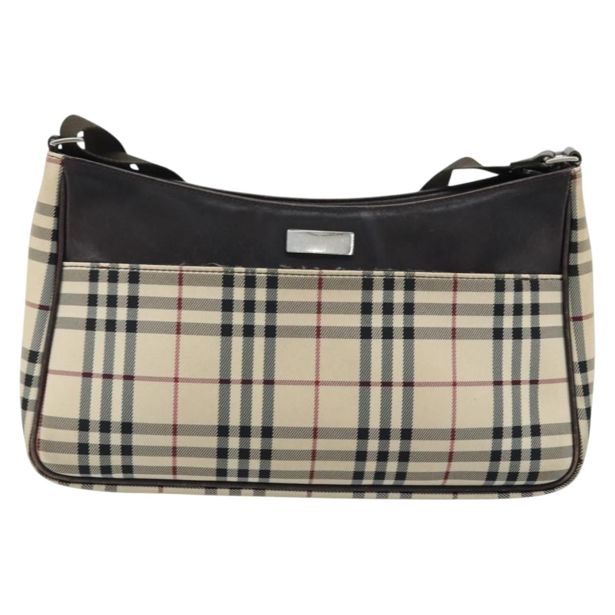 Burberry Nova Check Shoulder Bag Canvas And Leather Beige Canvas Shoulder Bag Bag (Authentic Pre-Loved)