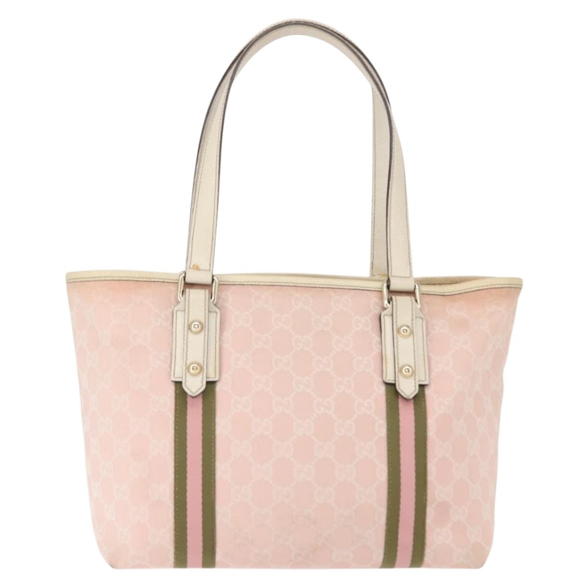Gucci Jolicoeur Tote Gg Canvas Pink Canvas Tote Bag Bag (Authentic Pre-Loved)