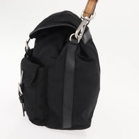 Prada Double Pocket Drawstring Shoulder Bag Tessuto Black Nylon Shoulder Bag Bag (Authentic Pre-Loved)