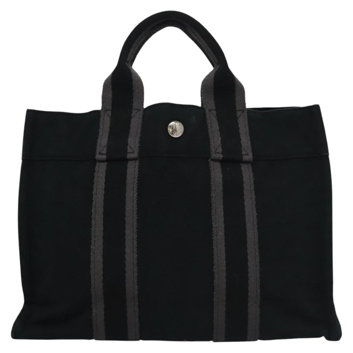 Hermes Fourre Tout Tote Canvas Black Canvas Tote Bag Bag (Authentic Pre-Loved)