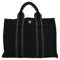 Hermes Fourre Tout Tote Canvas Black Canvas Tote Bag Bag (Authentic Pre-Loved)