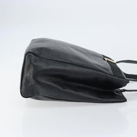 Salvatore Ferragamo Vintage Vara Bow Tote Lizard Embossed Leather Black Leather Tote Bag Bag (Authentic Pre-Loved)
