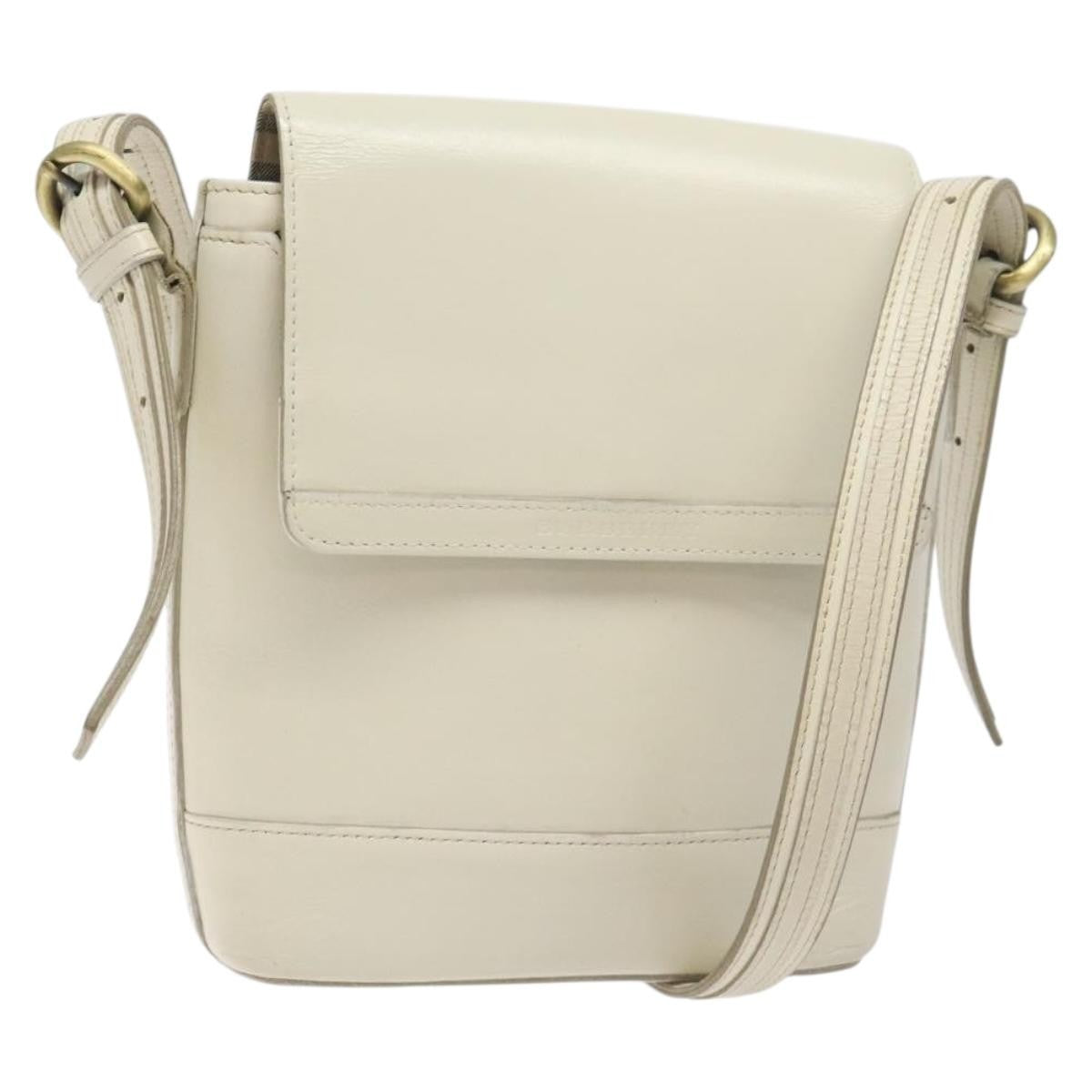 Burberry Flap Shoulder Bag Leather White Leather Shoulder Bag Bag (Authentic Pre-Loved)