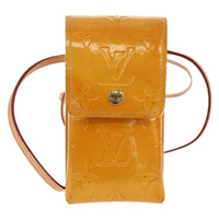 Louis Vuitton Walker Cigarette Case Holder Monogram Vernis Yellow Patent_Leather Clutche & Pouche Bag (Authentic Pre-Loved)