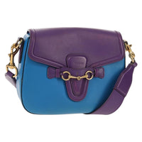 Gucci Lady Web Shoulder Bag Leather Blue Leather Shoulder Bag Bag (Pre-Loved)