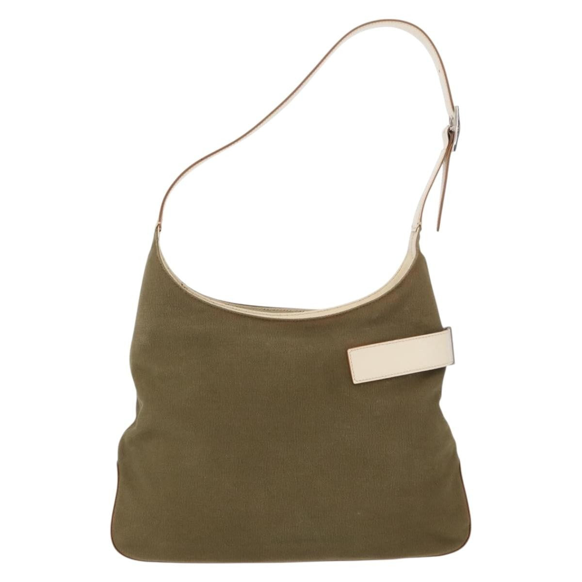 Salvatore Ferragamo Gancini Shoulder Bag Canvas Khaki Canvas Shoulder Bag Bag (Authentic Pre-Loved)